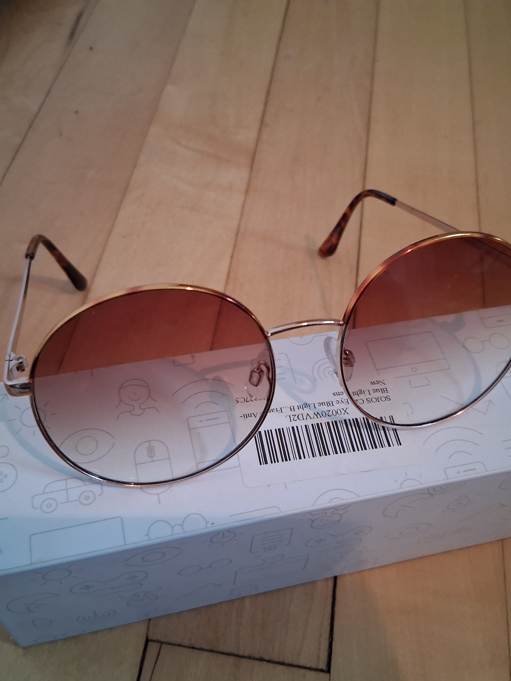 ASOS Round Gold Frame Sunglasses with Brown Gradient Lenses